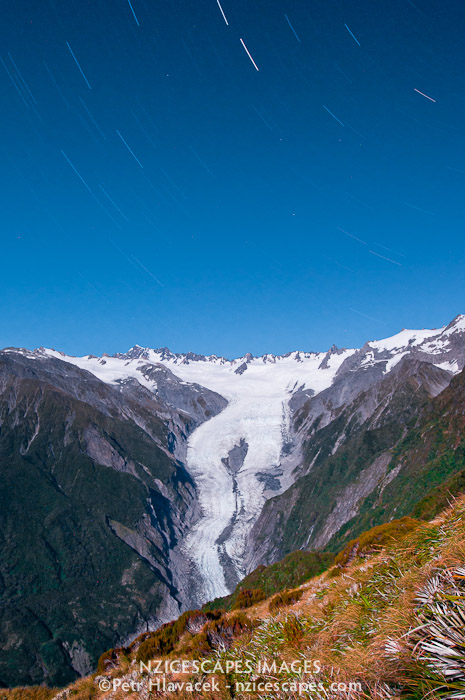 Franz Josef Glacier under the moonlight, Westland National Park, West Coast, New Zealand