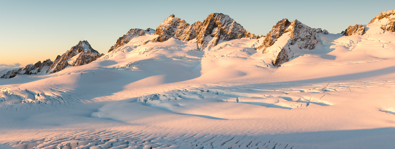 Sunset over Fox Glacier Icefield