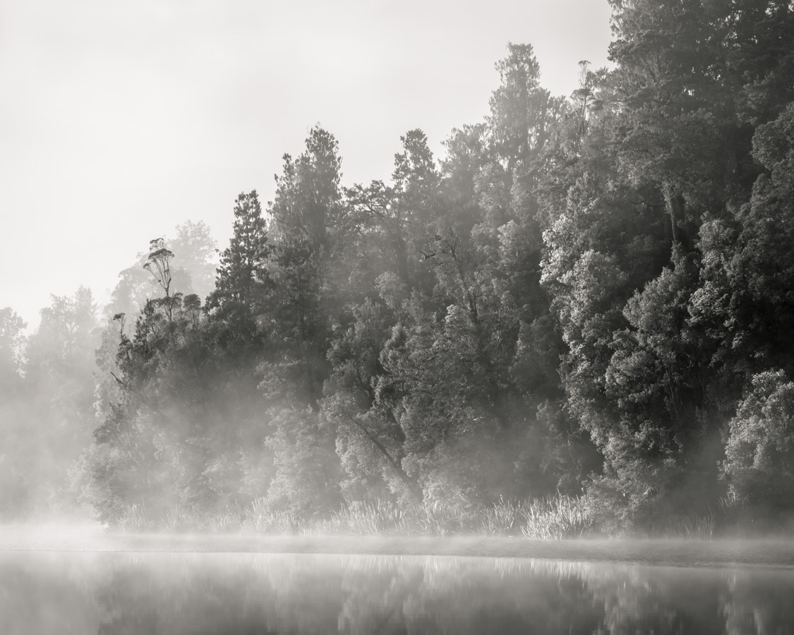 Lake Matheson Mist B&W