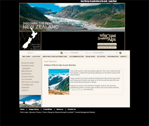 Tourism West Coast Website