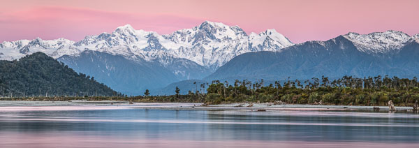 Alpen Glow over Mount Tasman and Aoraki-Mount Cook